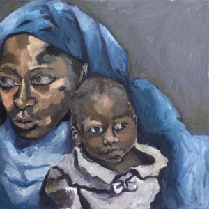 Amina Lawal & Daughter Oil & Cold Wax on Canvas, 24 x 24 inches