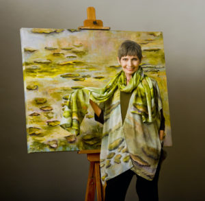 Andrea Silk wrap & scarf Water Lilies Painting