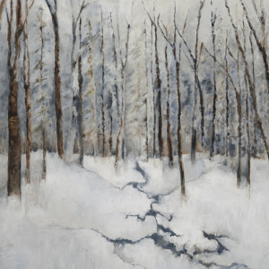 Winter Woodlands Oil & Cold Wax on Canvas 38 x 38 inches