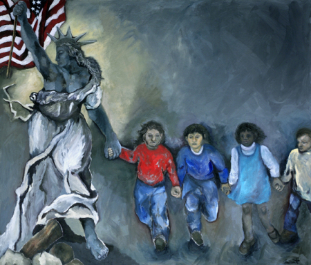 "Liberty," 48" x 56" oil and cold wax painting on canvas, by Chicago artist Andrea Harris